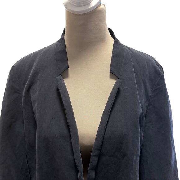 PURE Collection Silk Linen Open Front Jacket Charcoal 18 - Picture 2 of 9